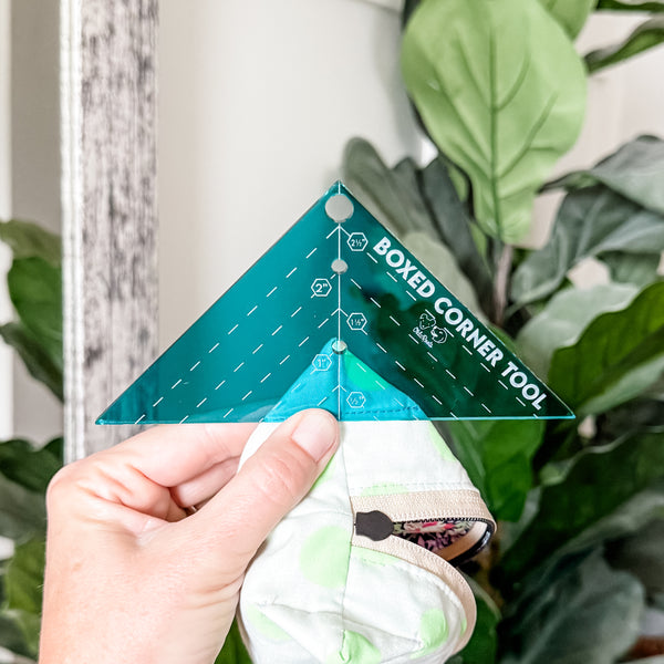 Boxed Corner Tool - Triangle - Half Inch Markings - 3" Deep - Teal -  Acrylic Template