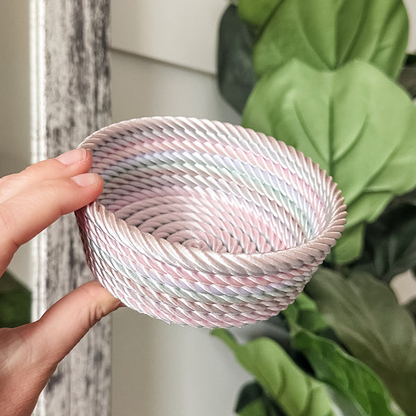 Medium Rope Craft Bowl - Lavender Rainbow