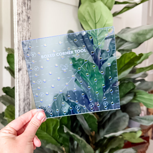 Boxed Corner Tool - Square - Half Inch Markings - 6" x 6"  - Ocean -  Acrylic Template