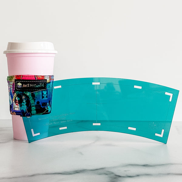 Teal Continuous Reversible Coffee Sleeve - Acrylic Template
