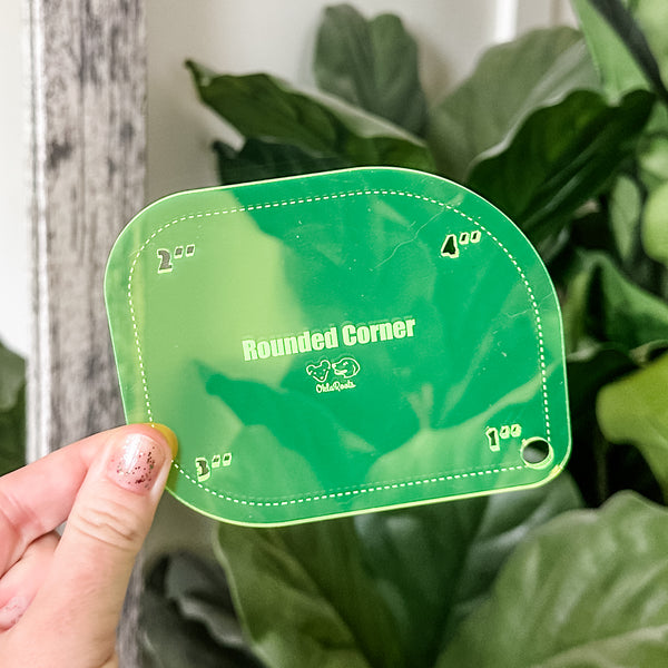 1-2-3-4 Inch Rounded Corners  - Neon Green -  Acrylic Template