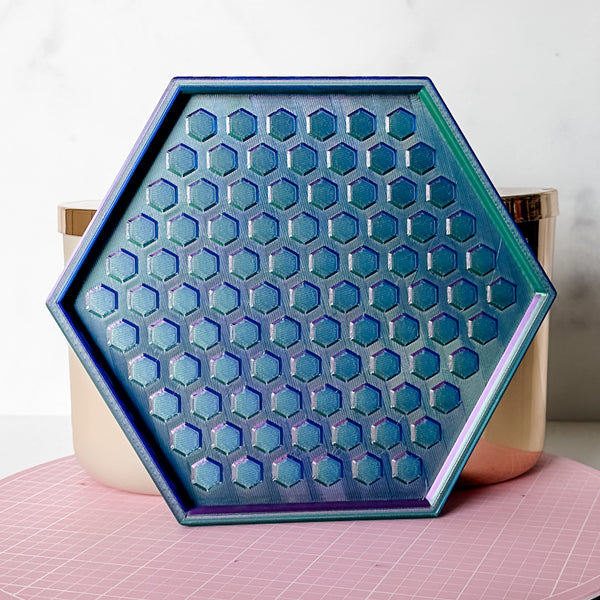 Hexagon Craft Tray - Honeycomb Base with Grips - Purple Chrome