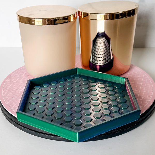 Hexagon Craft Tray - Honeycomb Base with Grips - Purple Chrome