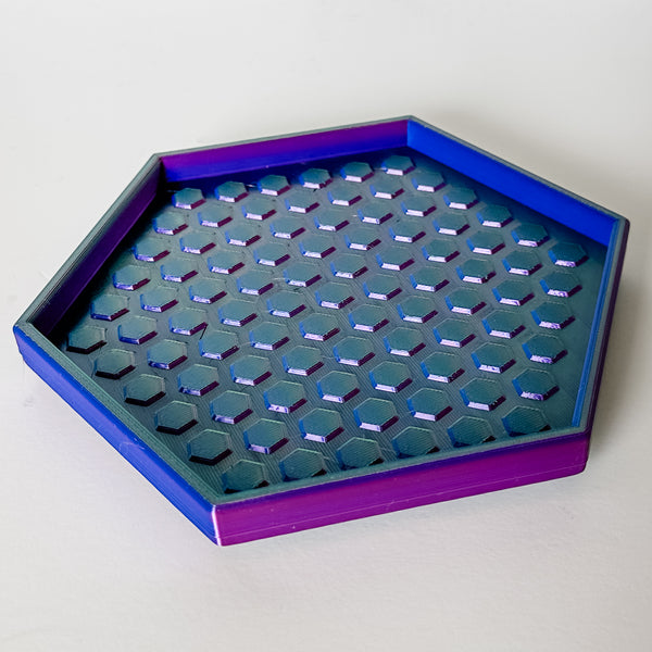 Hexagon Craft Tray - Honeycomb Base with Grips - Purple Chrome