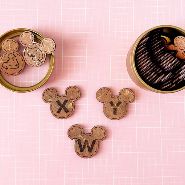 Gold Foil Cork Mouse Pattern Labels - Full Alphabet
