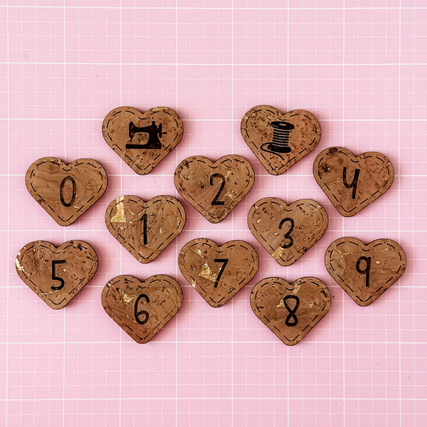 Gold Foil Cork - Heart - Pattern Labels - Numbers - 0-9
