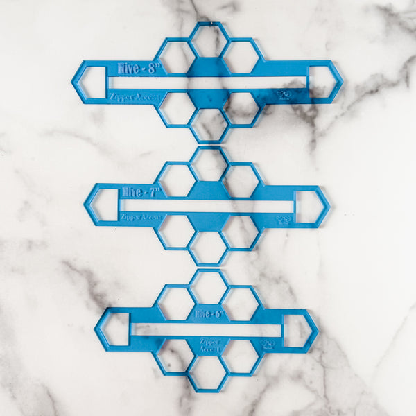 Hive Zipper Accent Template - Blue - 3 Sizes Available