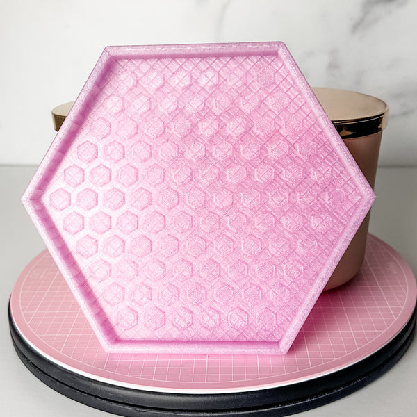 Hexagon Craft Tray - Honeycomb Base with Grips - Glitter Lavender