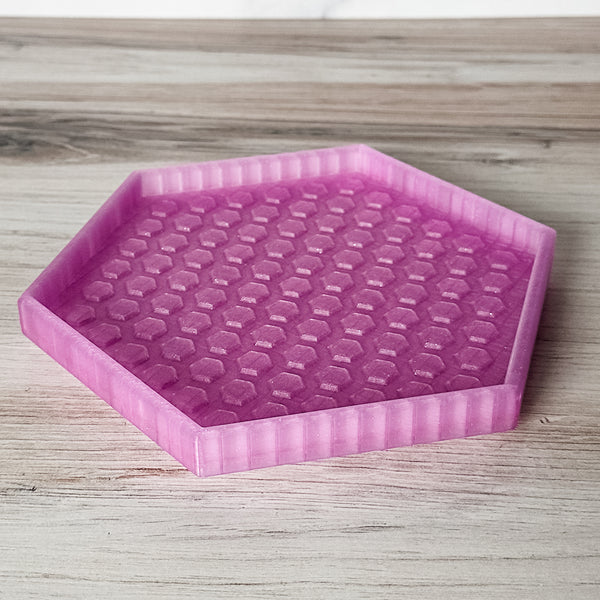 Hexagon Craft Tray - Honeycomb Base with Grips - Glitter Lavender