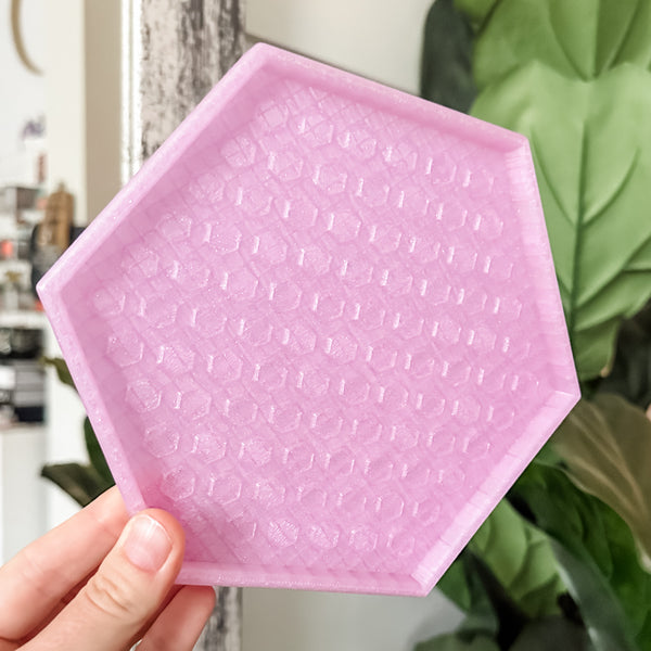 Hexagon Craft Tray - Honeycomb Base with Grips - Glitter Lavender