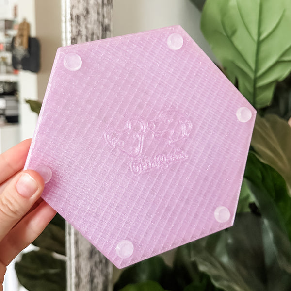 Hexagon Craft Tray - Honeycomb Base with Grips - Glitter Lavender