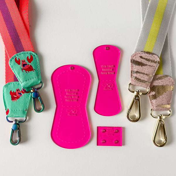 Rounded Fancy Straps - Size 1.5" Webbing To 1" Hook - Magenta - Set of 3 - Acrylic Template