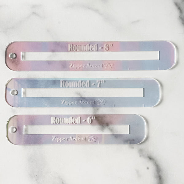 Rounded Zipper Accent Template - Holographic - 3 Sizes Available