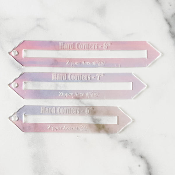 Hard Corners Zipper Accent Template - Holographic - 3 Sizes Available