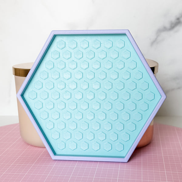 Hexagon Craft Tray - Honeycomb Base with Grips - Blue and Purples
