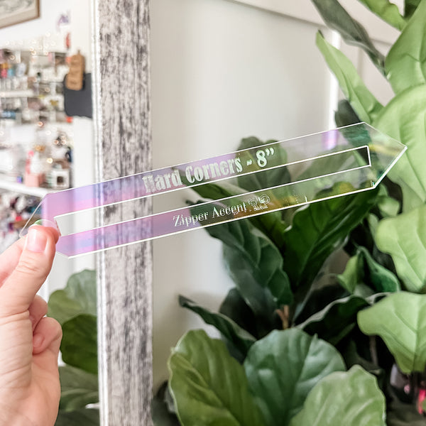 Hard Corners Zipper Accent Template - Holographic - 3 Sizes Available