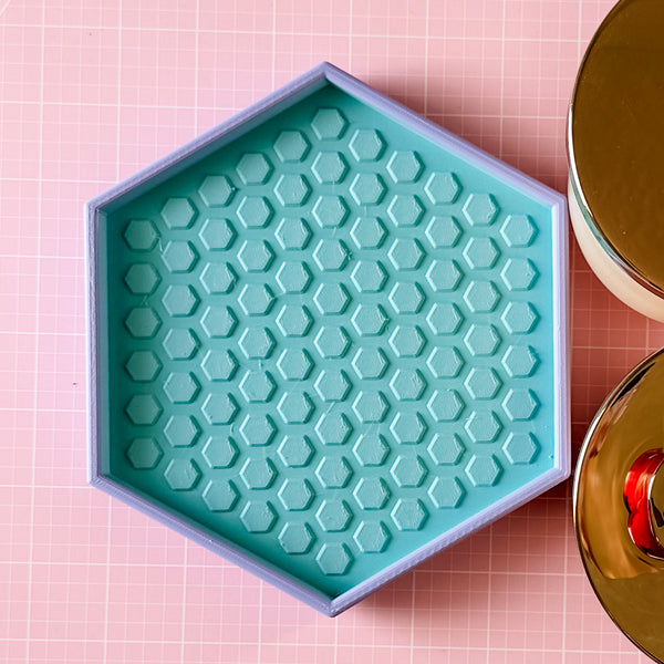 Hexagon Craft Tray - Honeycomb Base with Grips - Blue and Purples