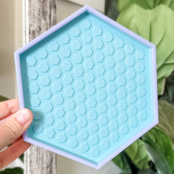 Hexagon Craft Tray - Honeycomb Base with Grips - Blue and Purples