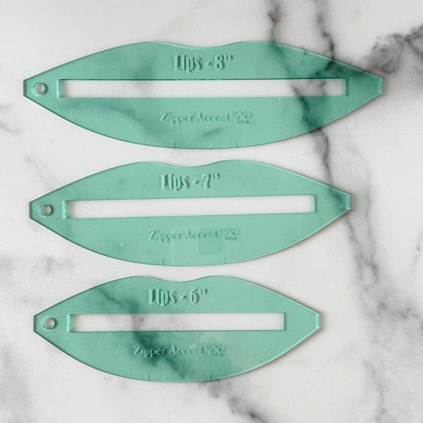 Lips Zipper Accent Template - Light Green - 3 Sizes Available