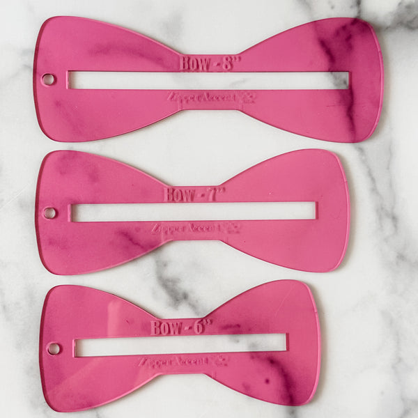 Bow Zipper Accent Template - Pink - 3 Sizes Available