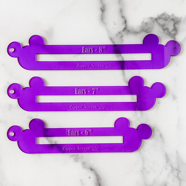 Ears Zipper Accent Template - Purple - 3 Sizes Available