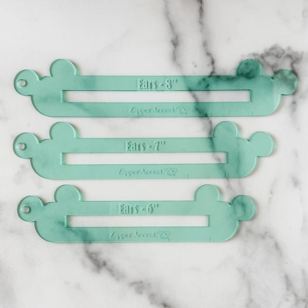 Ears Zipper Accent Template - Light Green - 3 Sizes Available