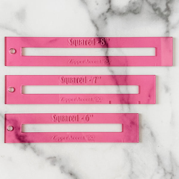 Square Zipper Accent Template - Pink - 3 Sizes Available