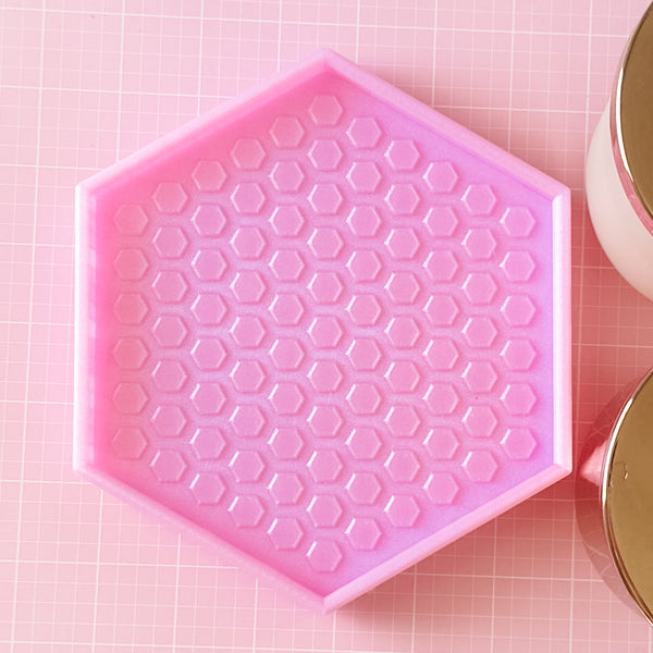 Hexagon Craft Tray - Honeycomb Base with Grips - Pink Gem