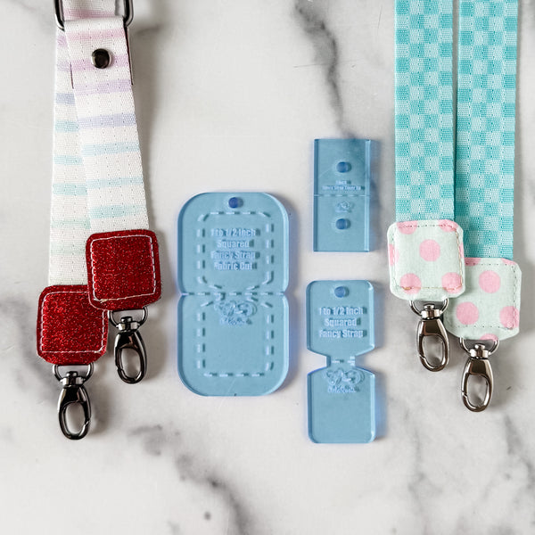 SQUARED Fancy Straps - Size 1" Webbing to 1/2" Hook - OCEAN - Set of 3 - Acrylic Template