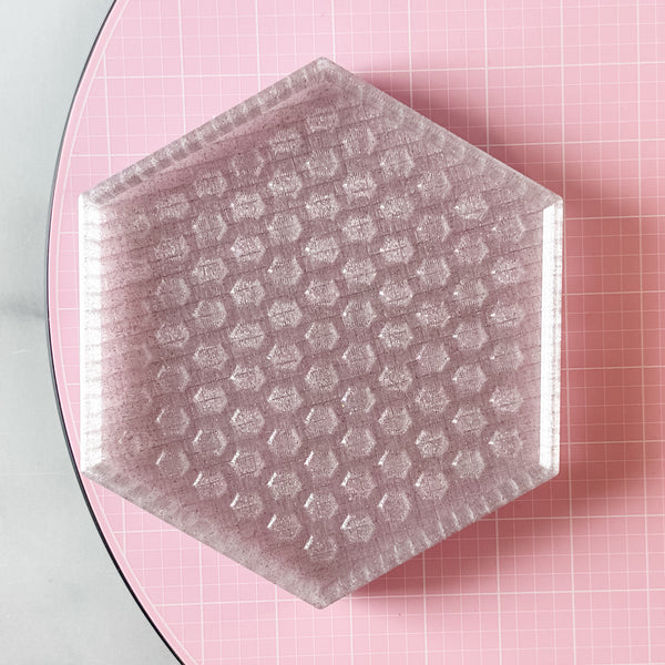 Hexagon Craft Tray - Honeycomb Base with Grips - Clear Glitter