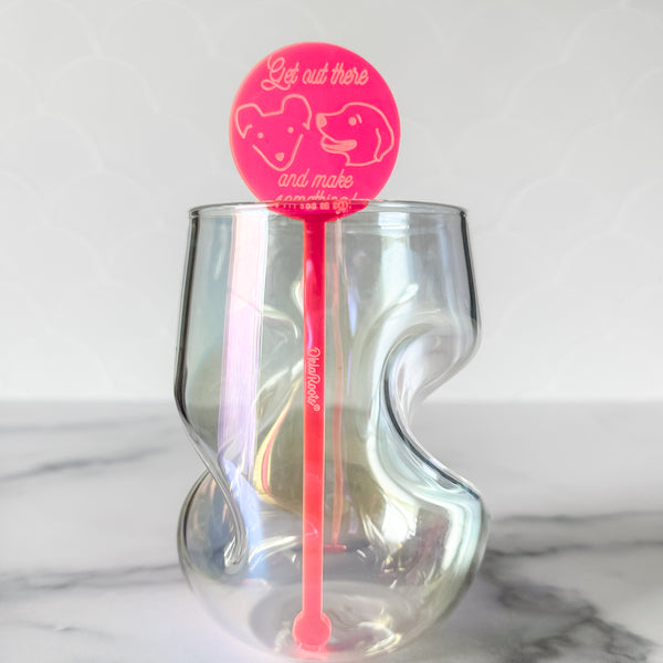 Make Something Drink Swizzle Stick- Hot Pink - Sold Individually