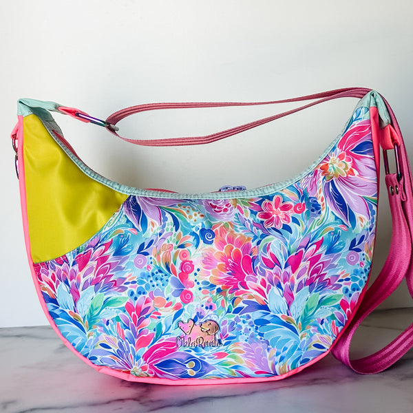 As Seen On OklaRoots - Regular Floral Yellow Crescent Crossbody