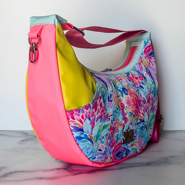 As Seen On OklaRoots - Regular Floral Yellow Crescent Crossbody