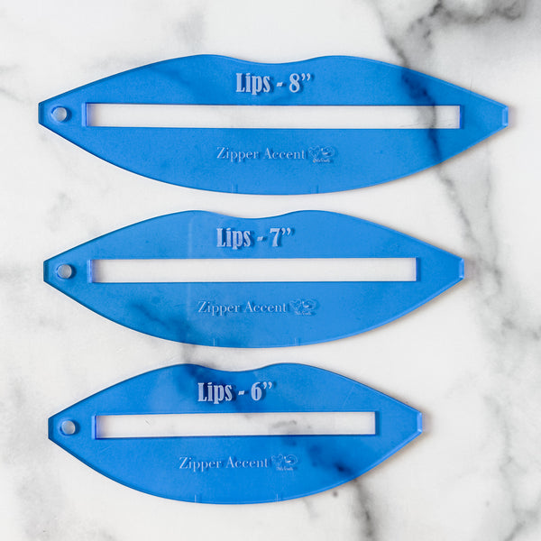 Lips Zipper Accent Template - Blue - 3 Sizes Available