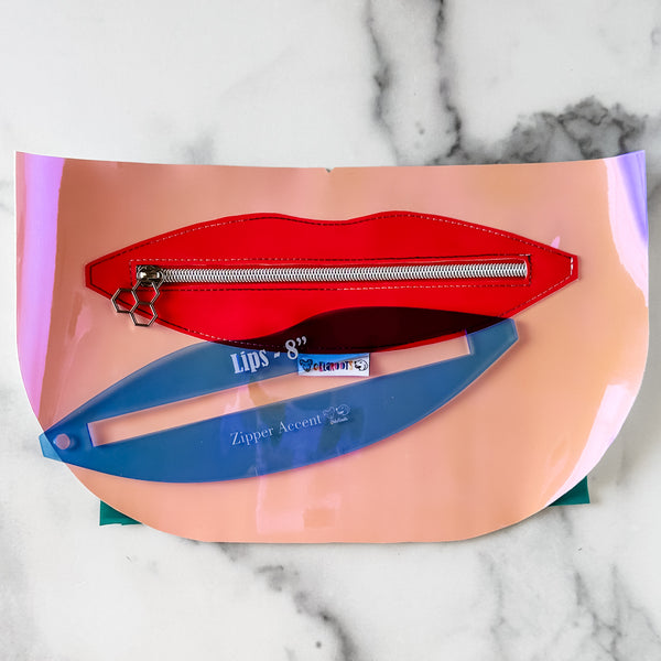 Lips Zipper Accent Template - Blue - 3 Sizes Available