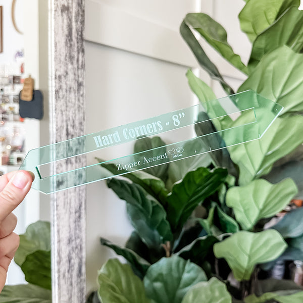 Hard Corners Zipper Accent Template - Light Green - 3 Sizes Available