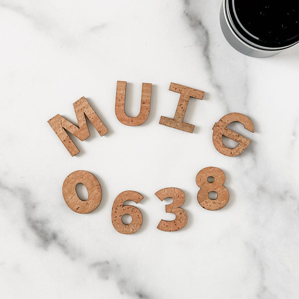 Natural Cork - Letter Cuts - Pattern Labels - Full Alphabet AND NUMBERS