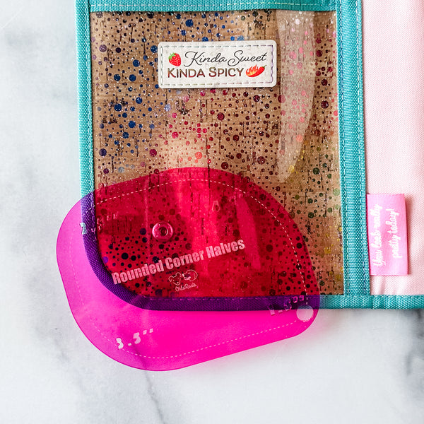 1-2-3-4 HALVES Inch Rounded Corners  - Magenta -  Acrylic Template