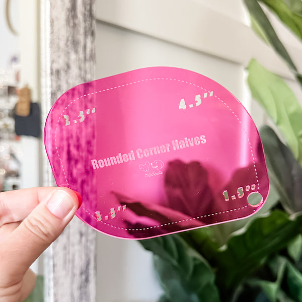 1-2-3-4 HALVES Inch Rounded Corners  - Magenta -  Acrylic Template