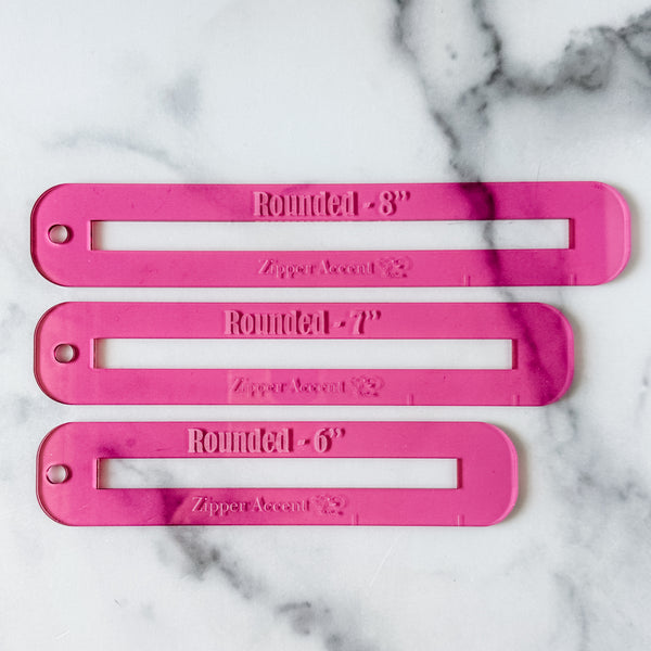 Rounded Zipper Accent Template - Pink - 3 Sizes Available