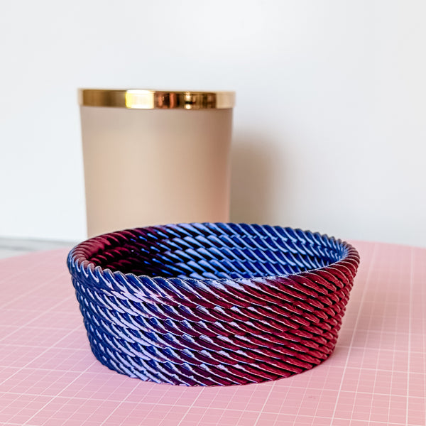 Medium Rope Craft Bowl - Blue/Red Combo