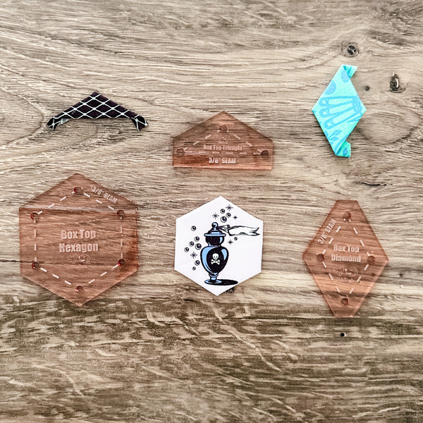English Paper Piecing Set of 3 - 3/8" Seam Allowance - "Box Top" Style - Rose Gold - Acrylic Template