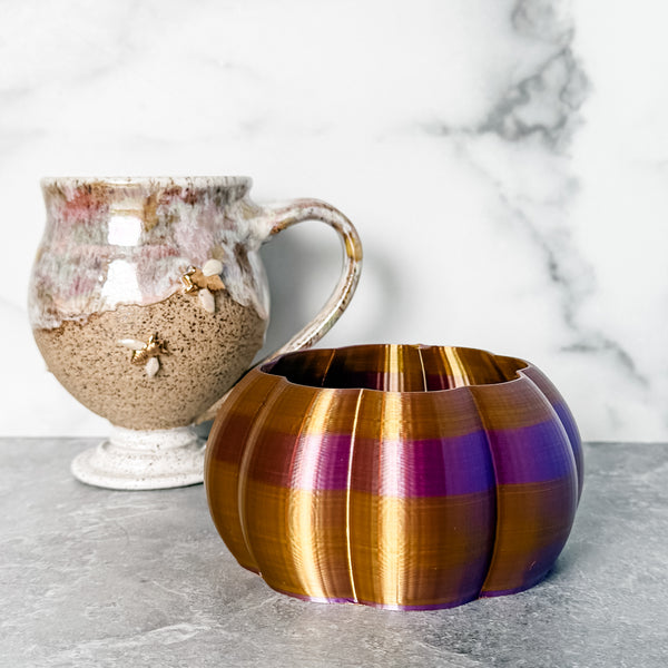 Medium Pumpkin Craft Bowl - Purple Gold - Designed by Newt!