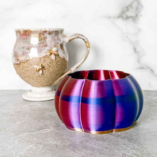 Medium Pumpkin Craft Bowl - Purple Chrome With Gold Base - Designed by Newt!