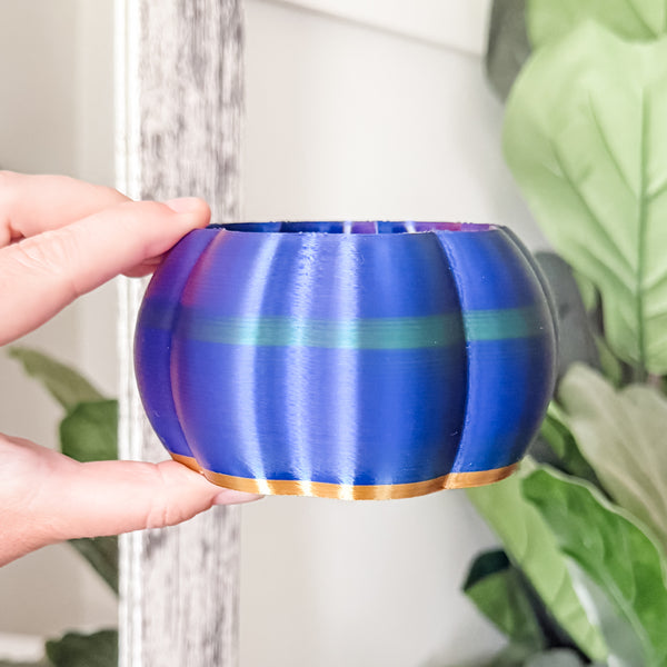 Medium Pumpkin Craft Bowl - Purple Chrome With Gold Base - Designed by Newt!