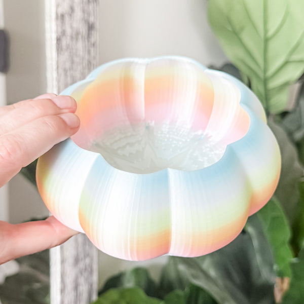 Large Pumpkin Craft Bowl - Pastel Dewey Rainbow - Designed by Newt!