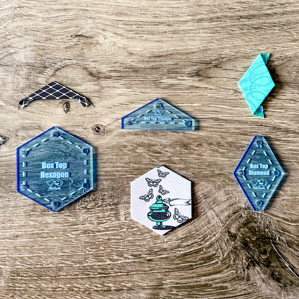 English Paper Piecing Set of 3 - 1/4" Seam Allowance - "Box Top" Style - Ocean - Acrylic Template