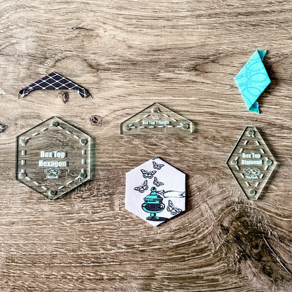 English Paper Piecing Set of 3 - 1/4" Seam Allowance - "Box Top" Style - Soda - Acrylic Template