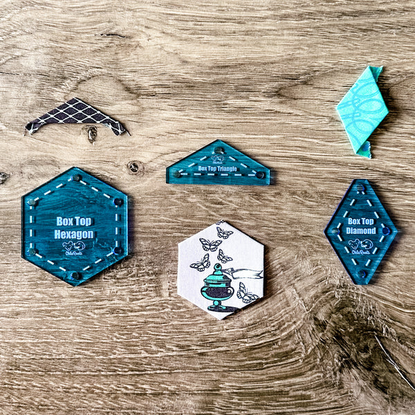 English Paper Piecing Set of 3 - 1/4" Seam Allowance - "Box Top" Style - Blue - Acrylic Template