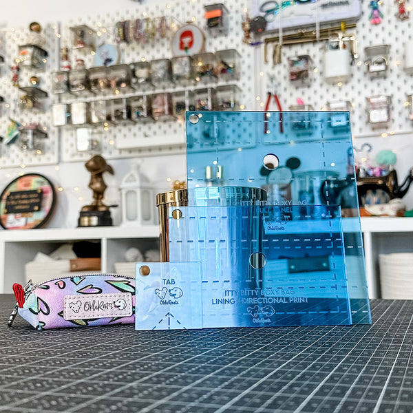 Itty Bitty Boxy Bag Set of 3 - Blue -  Acrylic Template